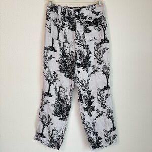 Joie 100% Linen Boho Tree Print Wide Leg Cropped Women’s Pants
Ivory Black Sz 6